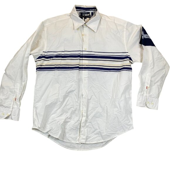 Tommy Hilfiger Mens Shirt Large Long Sleeved Button Up Striped Vintage - Picture 1 of 10